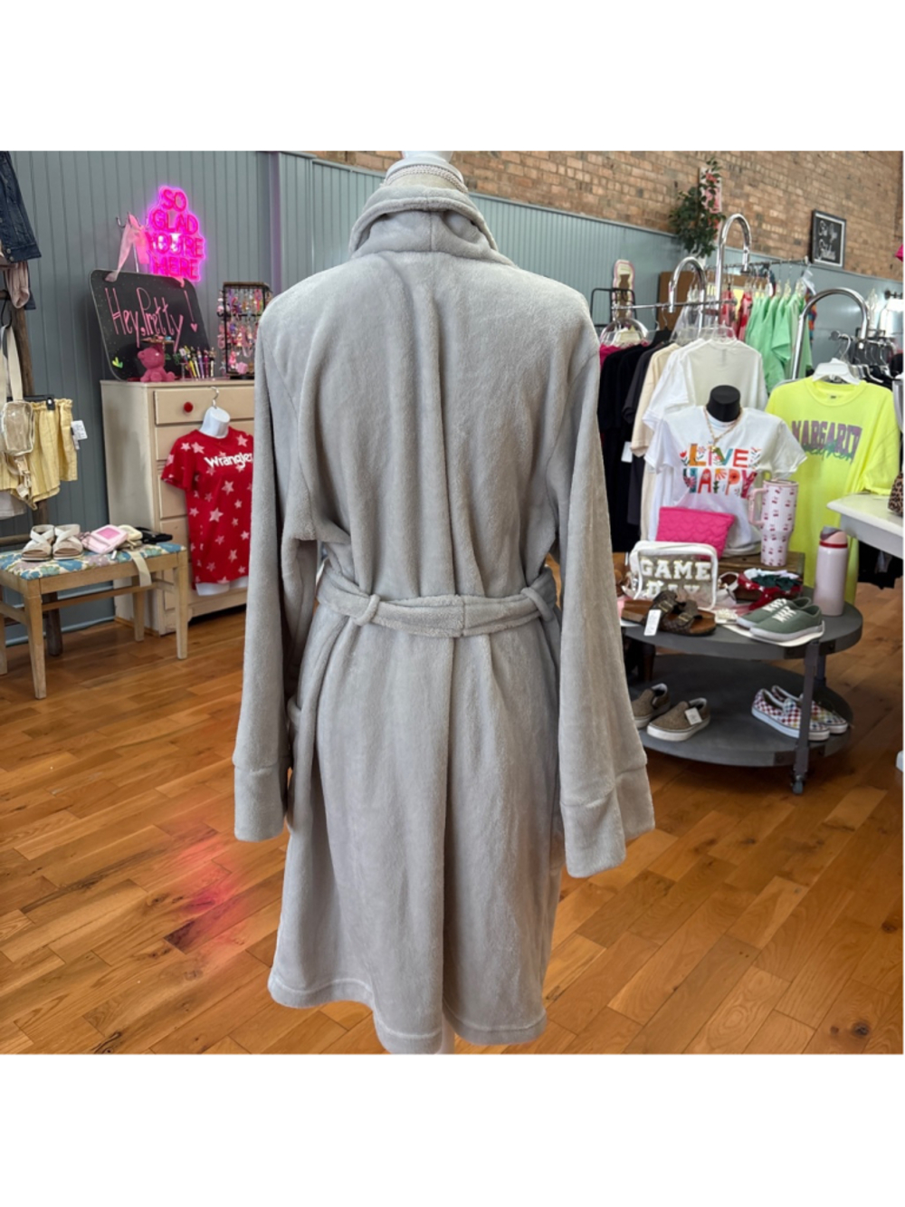 Soma Embraceable Plush Short Robe L/XL Quiet Gray - Picture 2 of 7